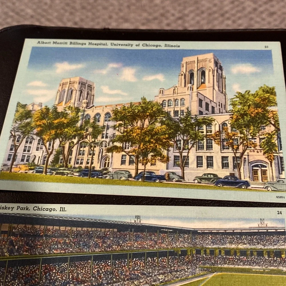 11 vintage postcards of Chicago from the 1940’s includes Comiskey Park